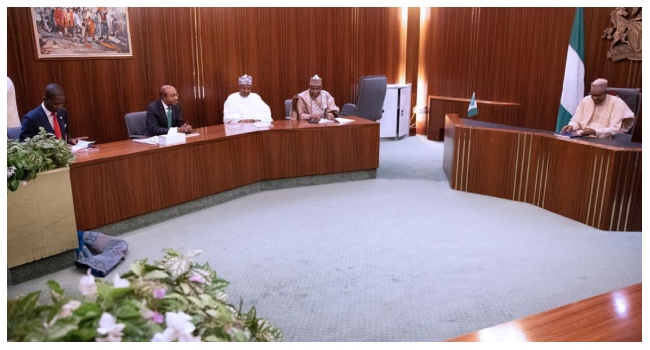 Buhari Meets Emefiele, Tambuwal, Bagudu Over Naira Scarcity