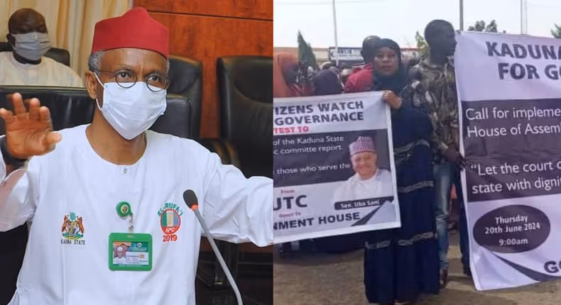 Tension in Kaduna as protesters storm govt house, demand El-Rufai's arrest