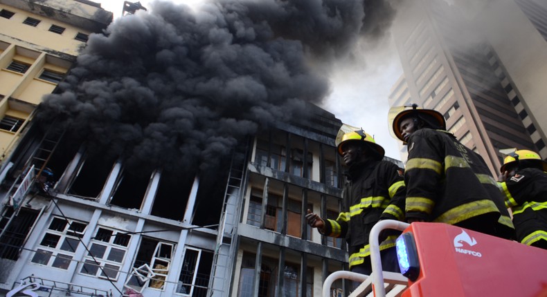 Swift action averts tragedy as fire guts 7-storey building in Lagos