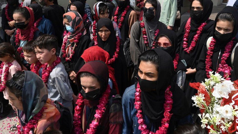Afghan girl footballers reach UK on Kim Kardashian West-funded flight