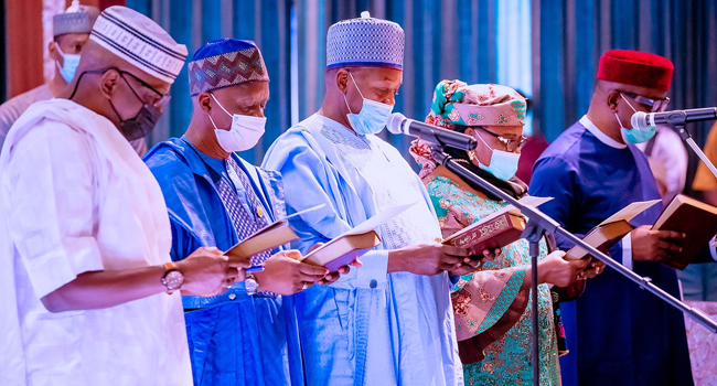 President Buhari Swears In ICPC, NPC Commissioners
