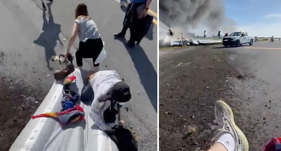 Passengers flee as plane bursts into flames landing in Miami