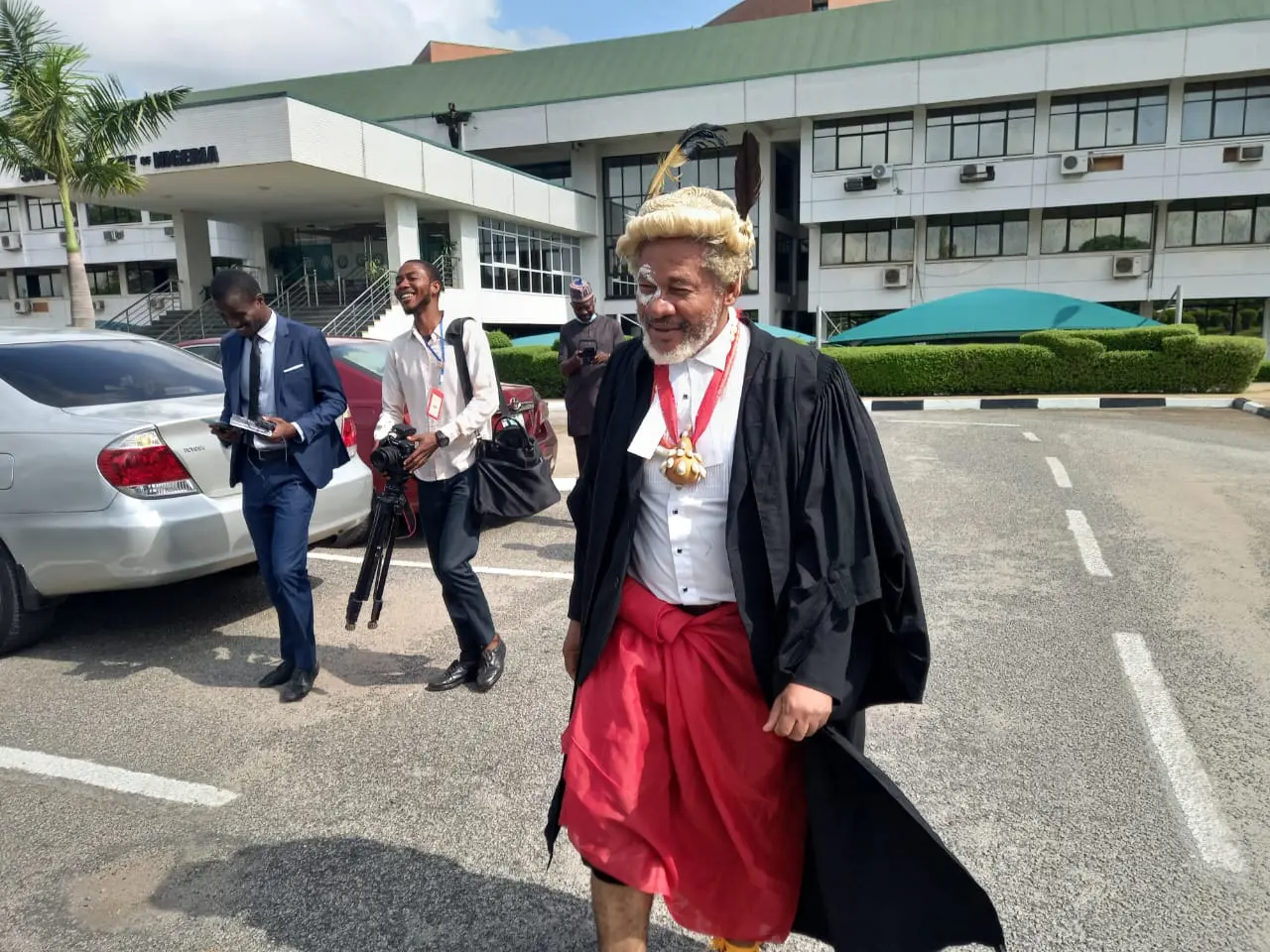 Drama as human rights lawyer attends Supreme Court proceedings in traditional worshippers' attire