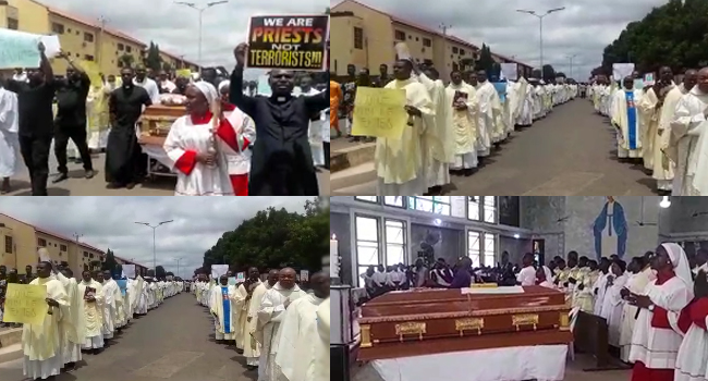 Priest Killed By Bandits Buried As Over 700 Colleagues Protest Rising Insecurity