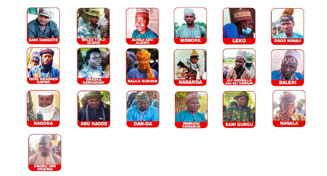 Military Releases Details Of 19 Wanted Terrorists, Places N5m Bounty On Each