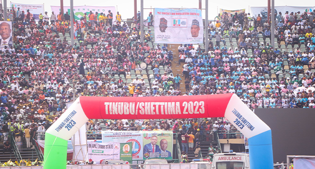 PHOTOS: Large Turnout As Tinubu, Sanwo-Olu Campaign In Lagos