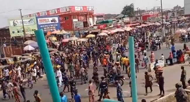 Naira Scarcity: Bank Vandalised As Protesters Take To Streets In Ibadan