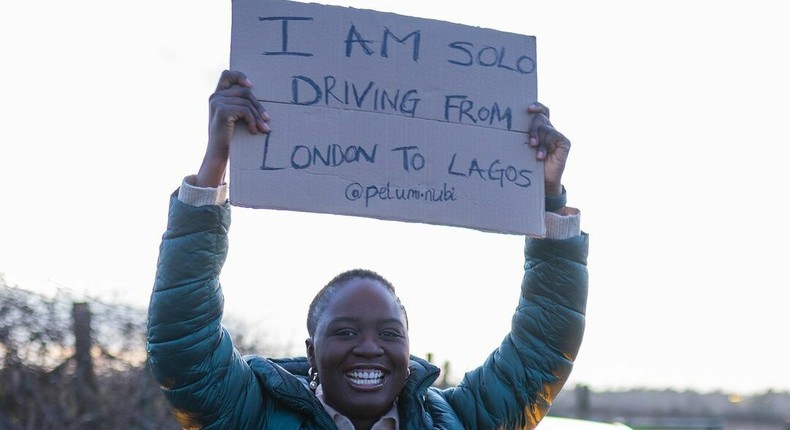 Nigerian lady Pelumi Nubi begins road trip from London to Lagos