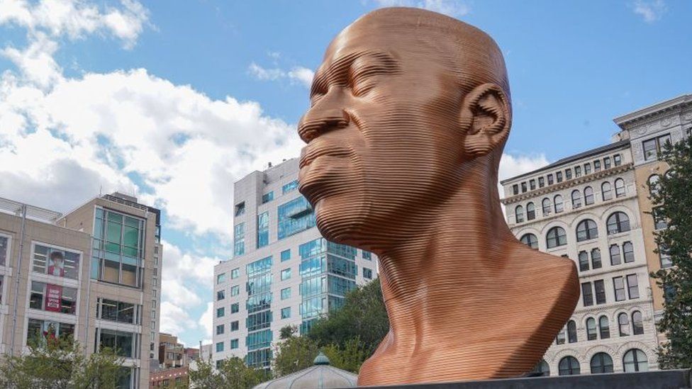 George Floyd sculpture in New York City defaced for a second time