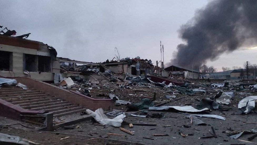 Ukraine war: 'Sky turned red' as missiles hit Lviv military base